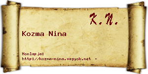 Kozma Nina névjegykártya